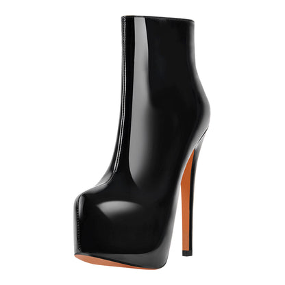 Platform Side Zipper Stiletto Ankle Boots | Onlymaker Quality