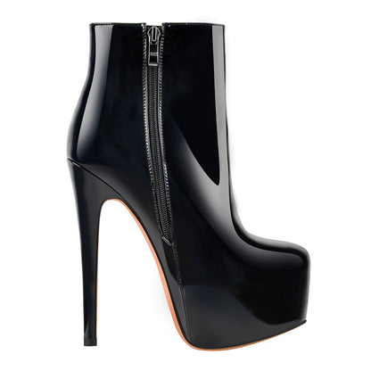 Platform Side Zipper Stiletto Ankle Boots | Onlymaker Quality