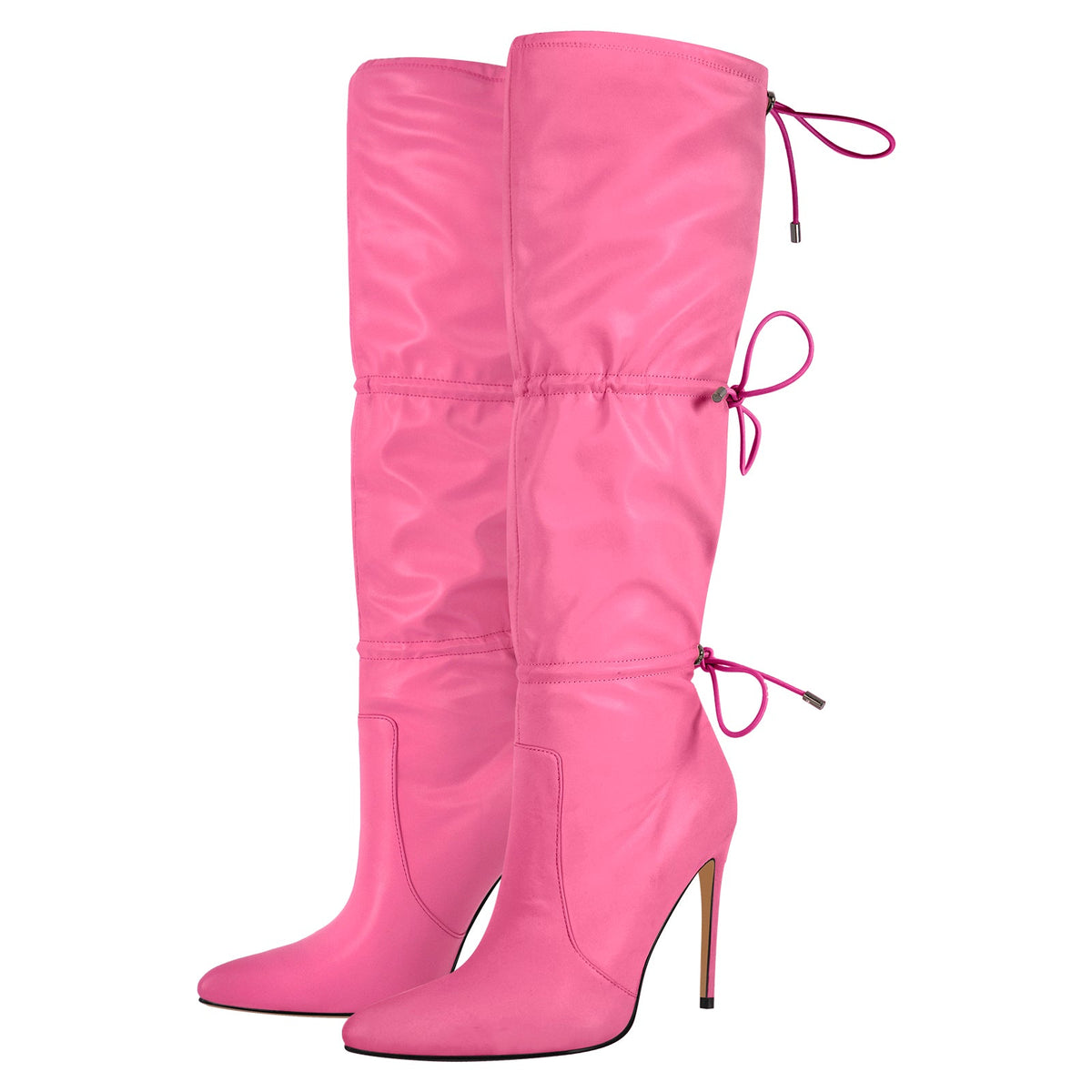 Pointed Toe Lace-up Stiletto Knee High Boots | Onlymaker Best Price