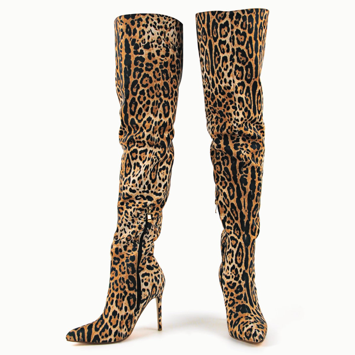 Red Leopard Pointed Toe Over The Knee Stiletto Boots | Onlymaker Recommended