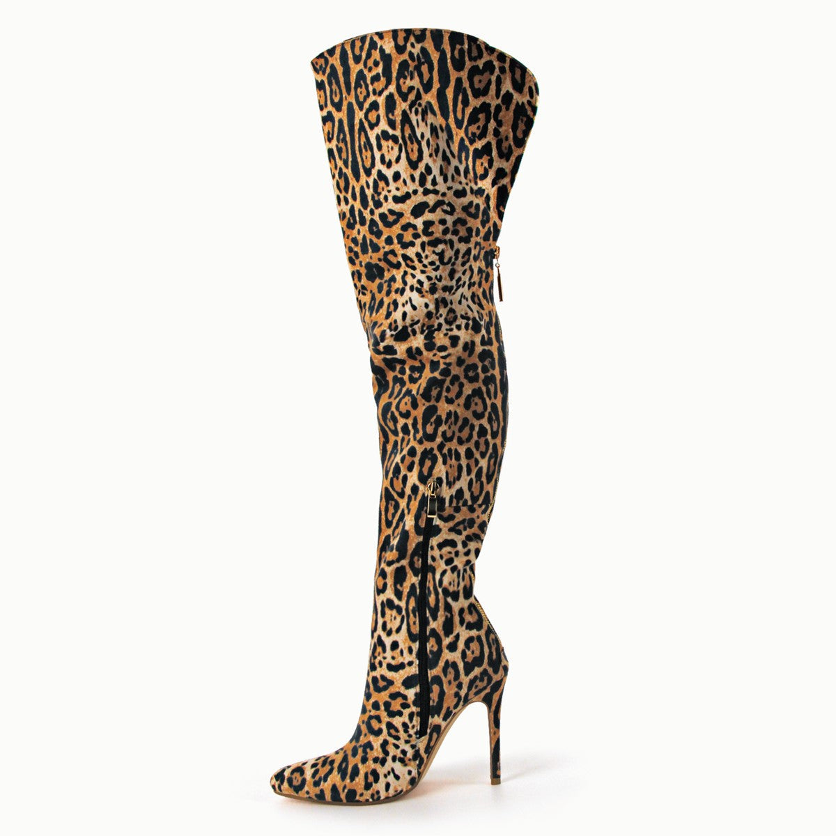 Red Leopard Pointed Toe Over The Knee Stiletto Boots | Onlymaker Recommended