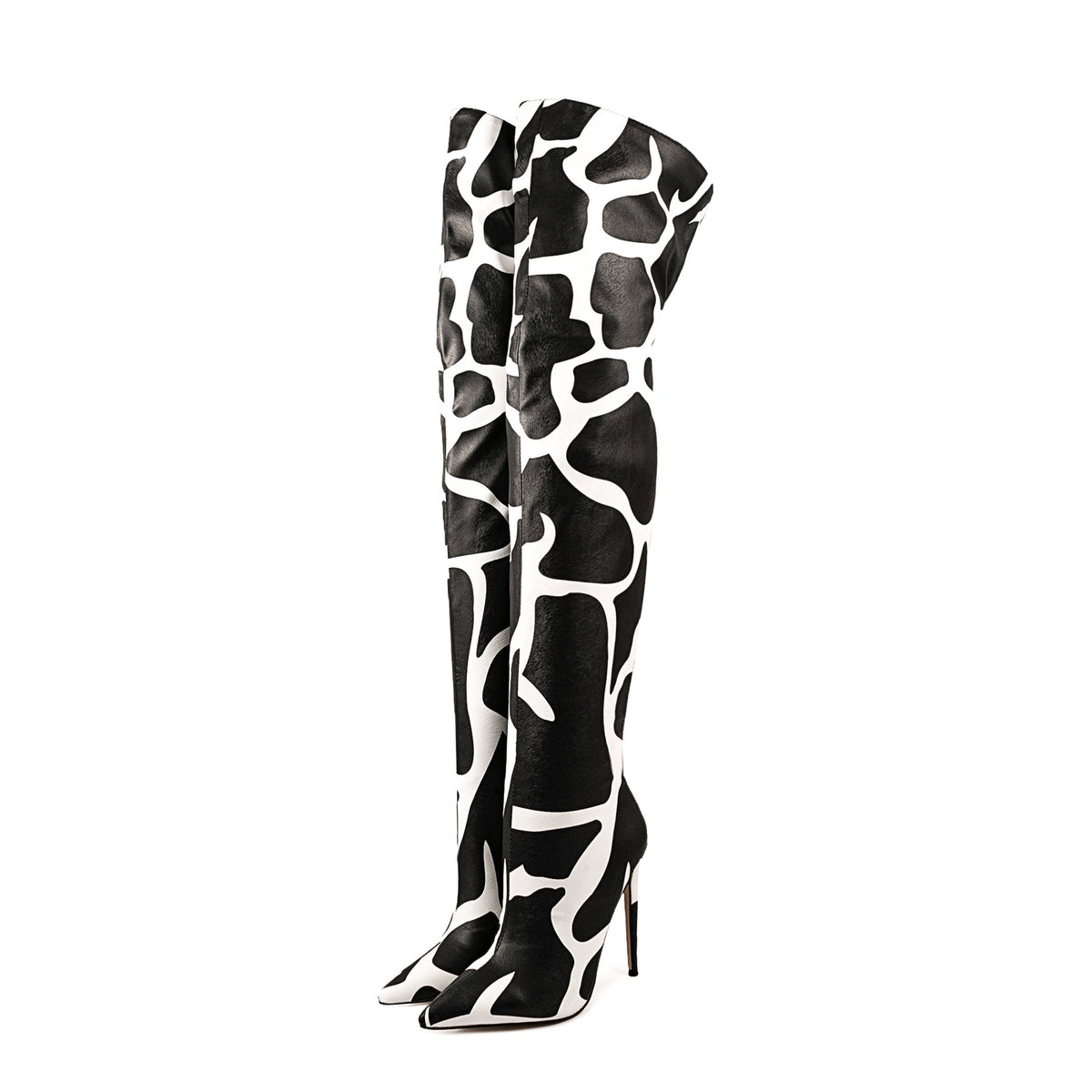 Cow Print Over The Knee Stiletto Boots | Onlymaker Recommended