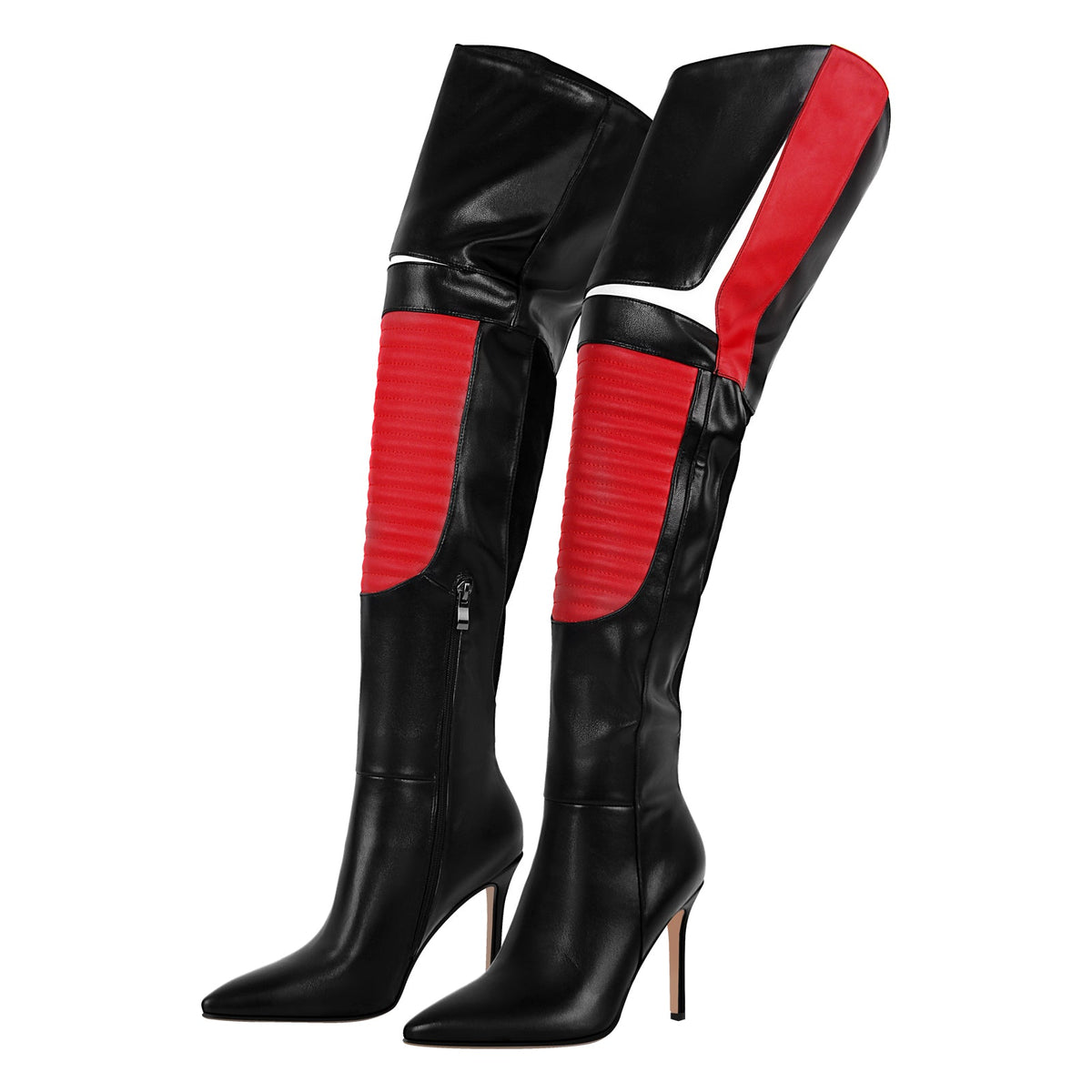 Pointed Toe Color-coordinated Stiletto Over the Knee Boots | Onlymaker Latest