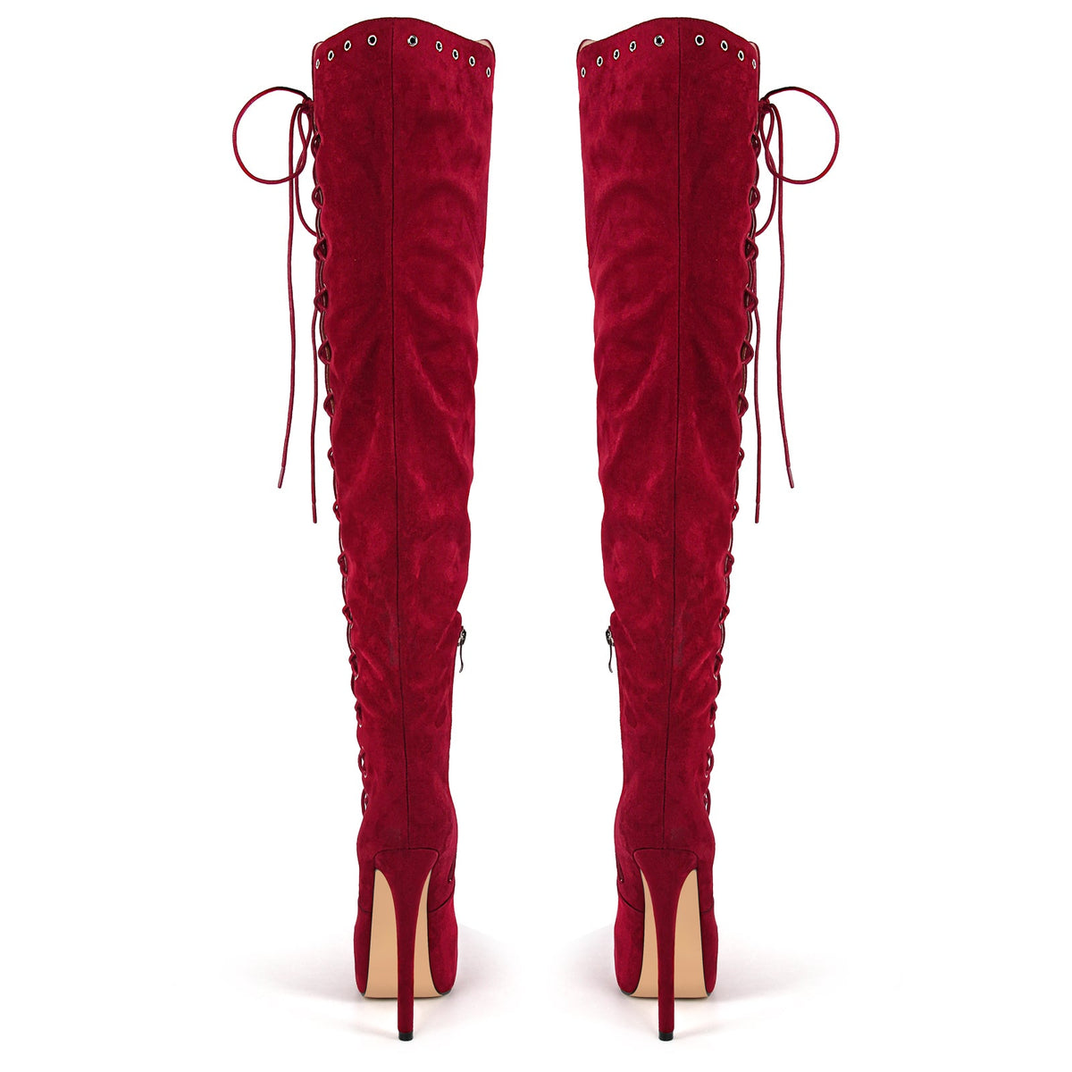 Platform Suede Lace-up Over The Knee Boots | Onlymaker Classic