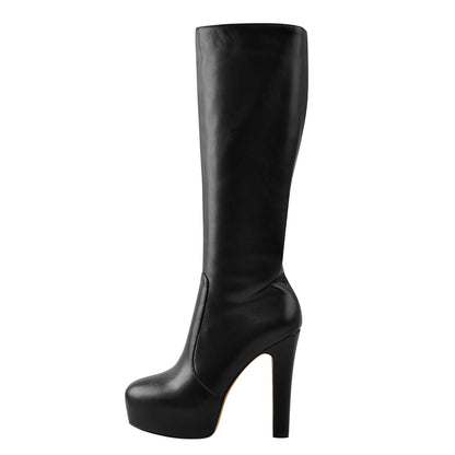 Platform High Heel Zipper Knee High Boots | Onlymaker Featured