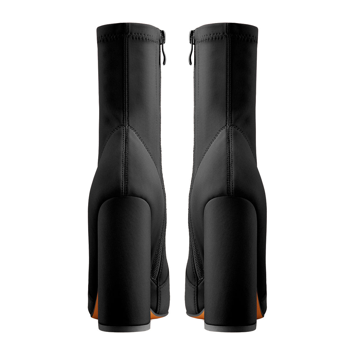 Pointed Toe Minimalistic Stretch Block High Heels Ankle Booties | Onlymaker Exclusive