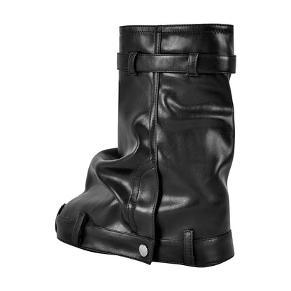 Round Toe Wedge Heel Fold Over Mid-calf Boots | Onlymaker Classic