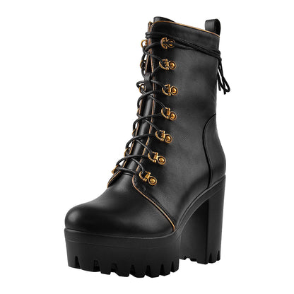 Black Platform Chunky High Heels Ankle Boots | Onlymaker Recommended