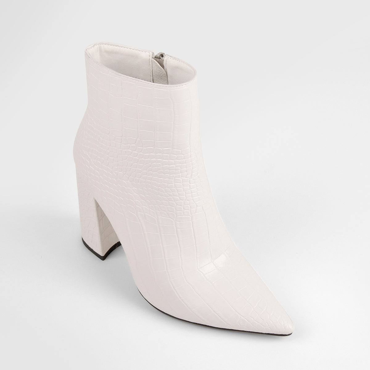 White Stone Pointed Toe Ankle Zipper Boots | Onlymaker Latest