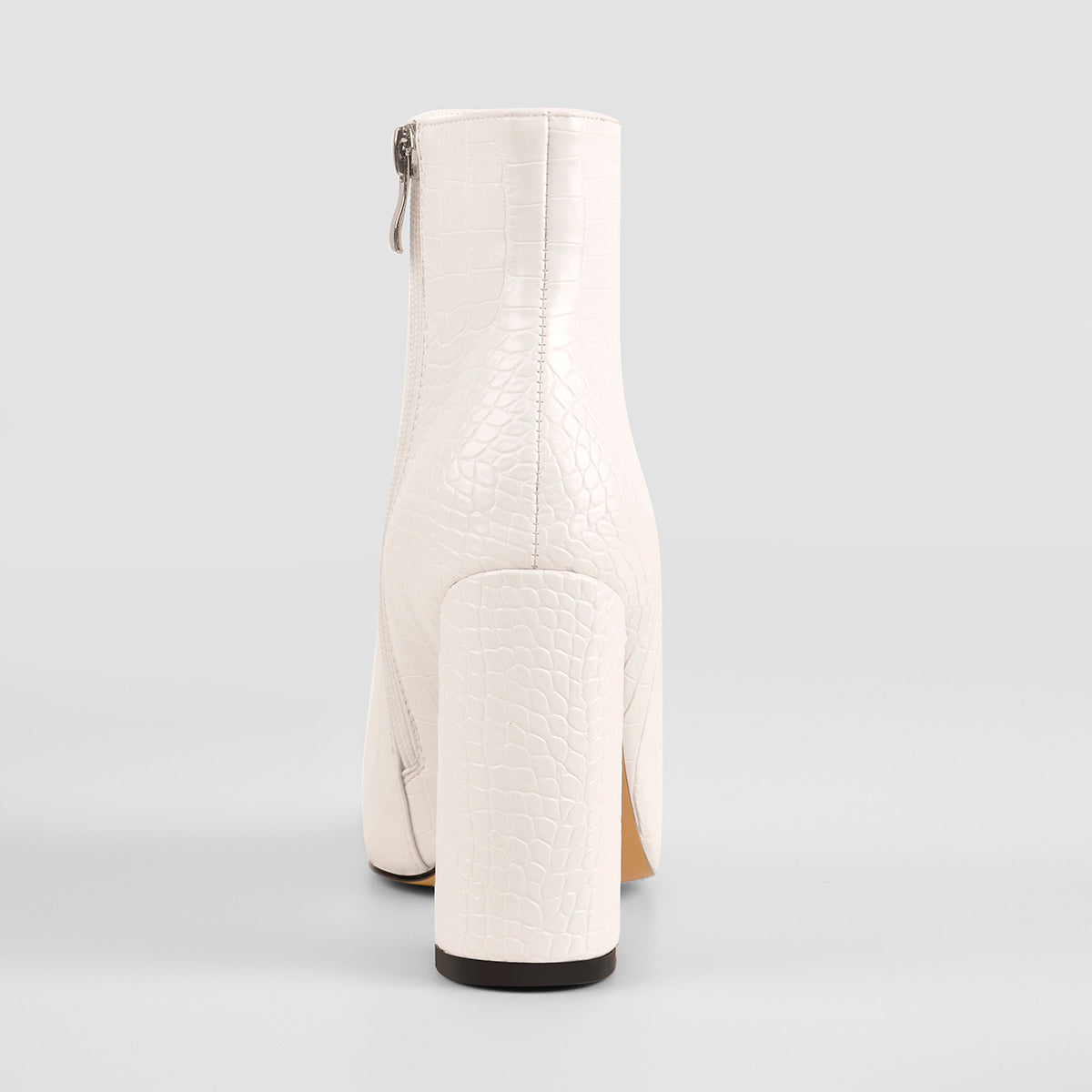 White Stone Pointed Toe Ankle Zipper Boots | Onlymaker Latest