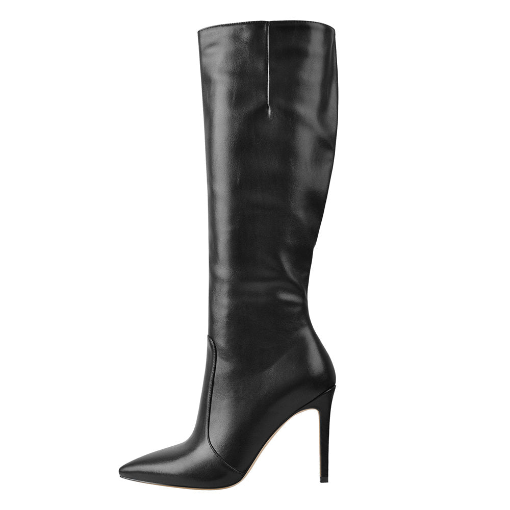 Pointed Toe Stiletto Zip Knee High Boots | Onlymaker Exclusive