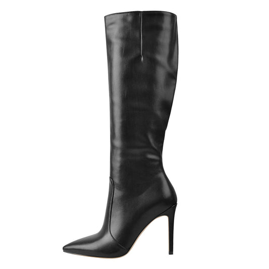 Pointed Toe Stiletto Zip Knee High Boots | Onlymaker Exclusive