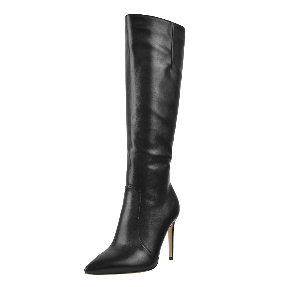 Pointed Toe Stiletto Zip Knee High Boots | Onlymaker Exclusive