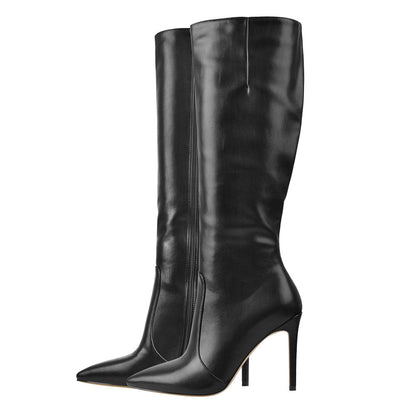 Pointed Toe Stiletto Zip Knee High Boots | Onlymaker Exclusive