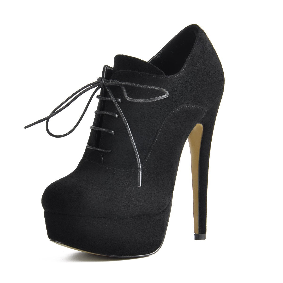 Platform Lace-up High Heels Suede Ankle Boots | Onlymaker Customer Favorite