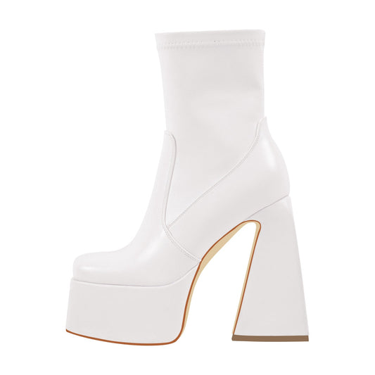Square Toe Platform Side Zipper Ankle Boots | Onlymaker Trusted