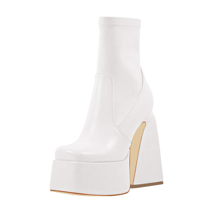 Square Toe Platform Side Zipper Ankle Boots | Onlymaker Trusted
