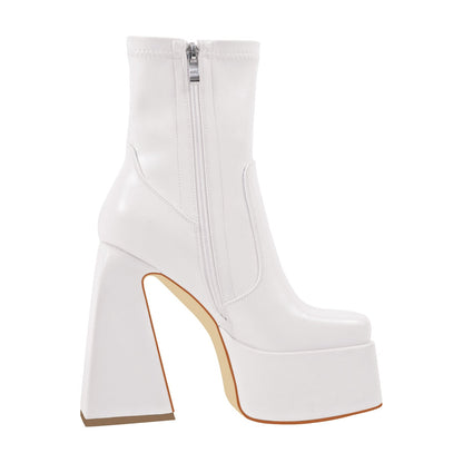 Square Toe Platform Side Zipper Ankle Boots | Onlymaker Trusted