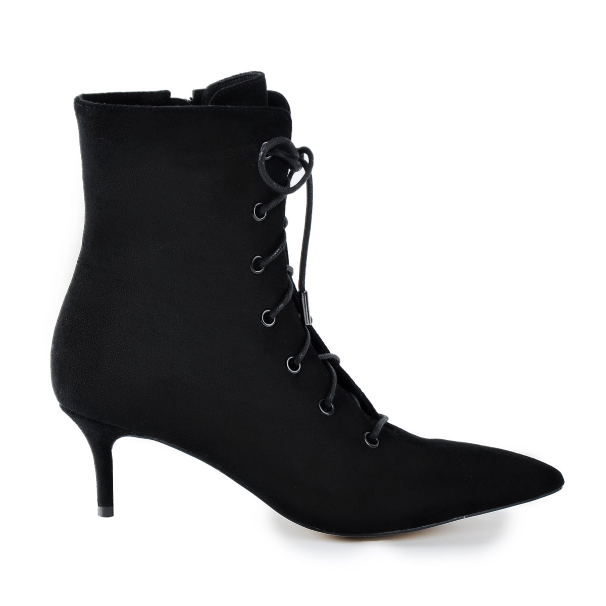 Kitten Low Heel Pointed Toe Lace Up Ankle Boots | Onlymaker Exclusive