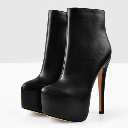 Rounded Toe Platform Stiletto High Heel Ankle Boots | Onlymaker Popular