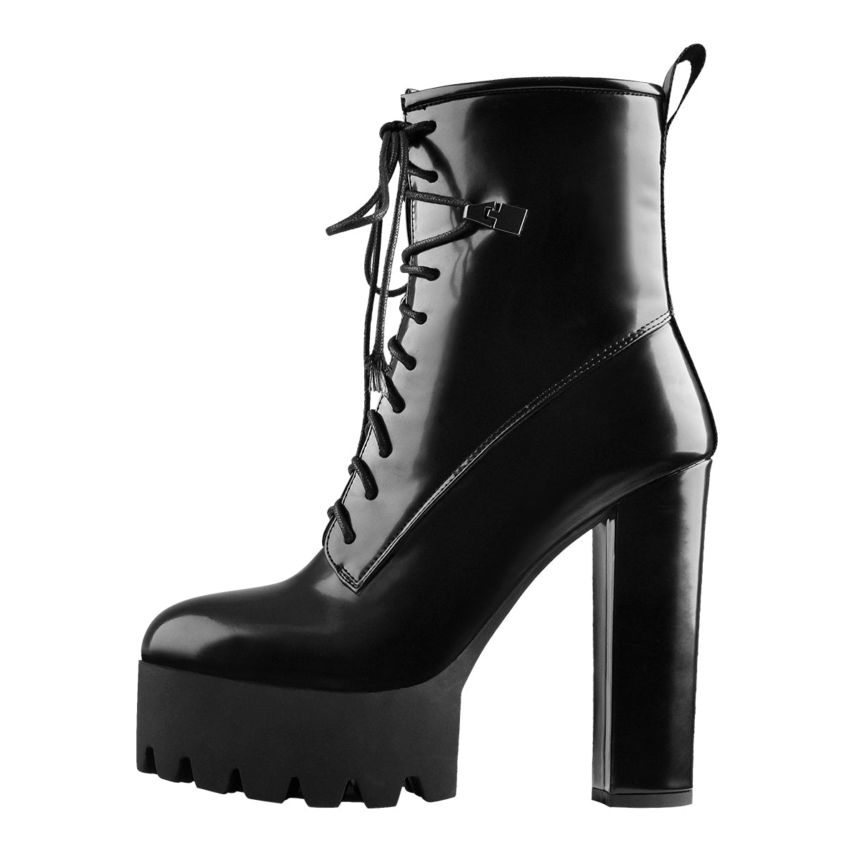 Lace Up Platform Round Toe Chunky Heels Ankle Boots | Onlymaker Sale