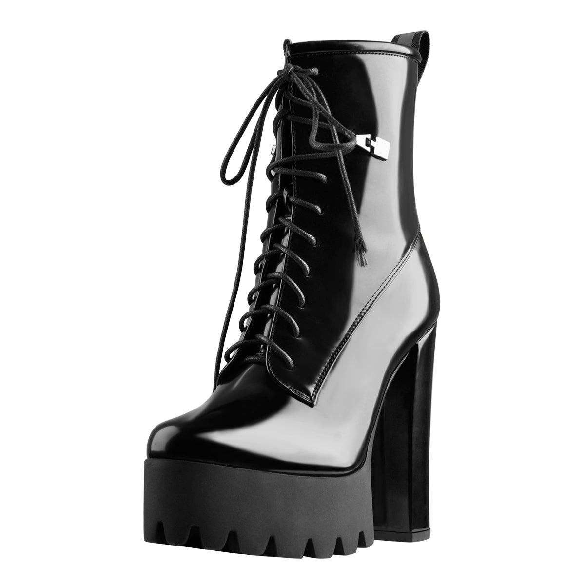 Lace Up Platform Round Toe Chunky Heels Ankle Boots | Onlymaker Sale