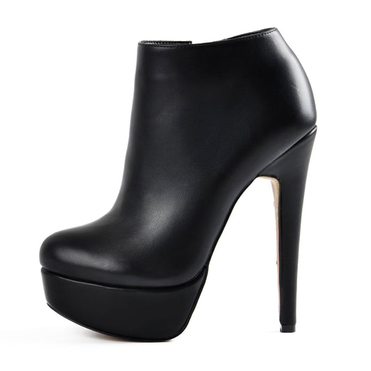 Black Platform Zipper Stiletto Ankle Boots | Onlymaker Exclusive