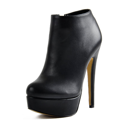 Black Platform Zipper Stiletto Ankle Boots | Onlymaker Exclusive