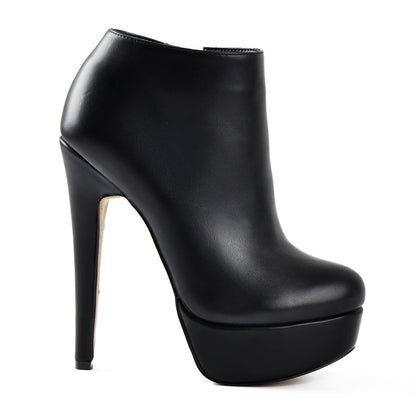 Black Platform Zipper Stiletto Ankle Boots | Onlymaker Exclusive