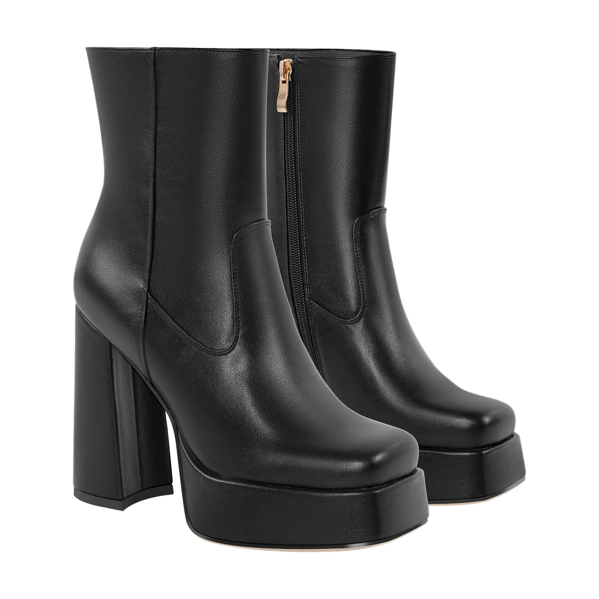 Platform Square Toe Chunky Heel Ankle Boots | Onlymaker Best Seller