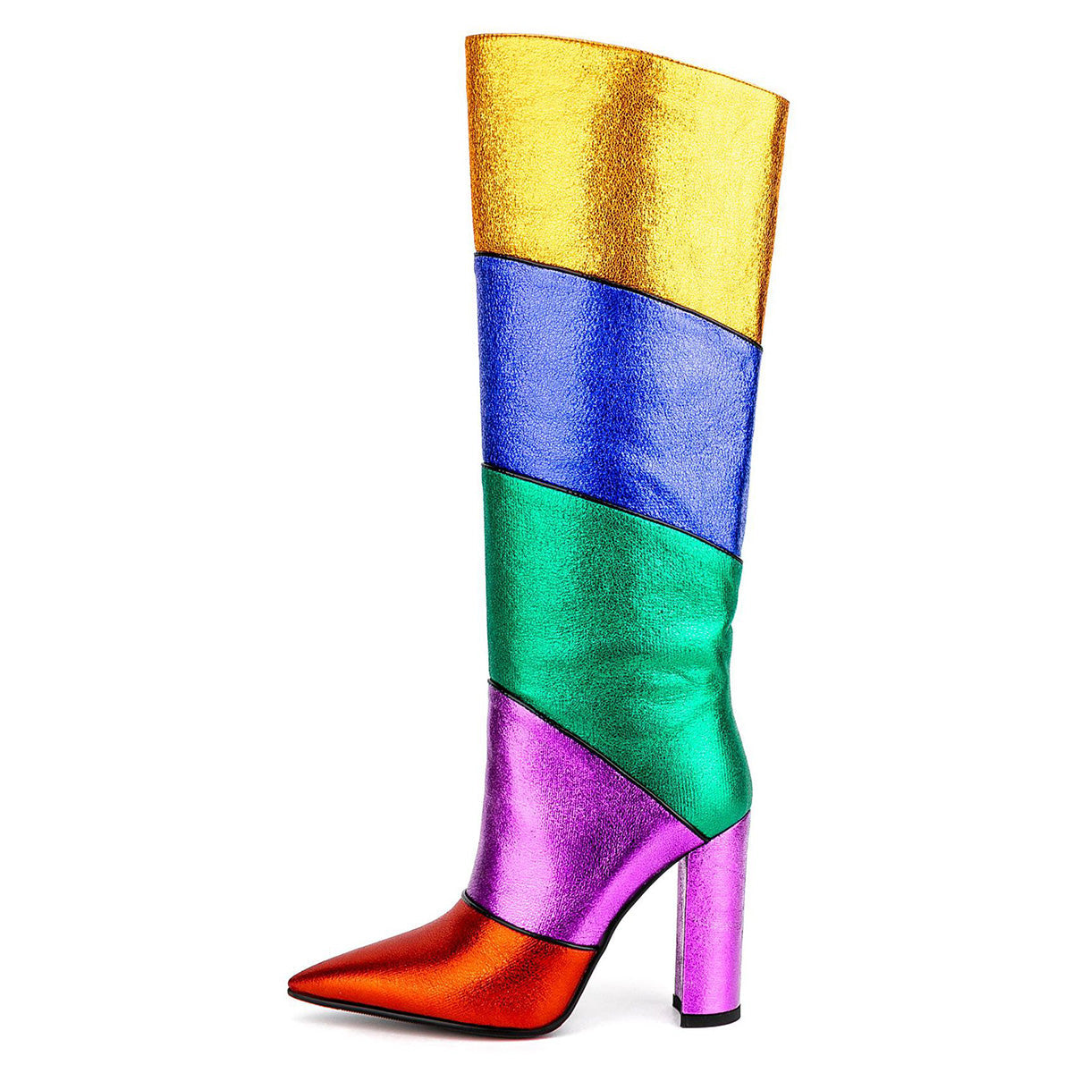 Colorful Patchwork Knee High Boots | Onlymaker Best Price