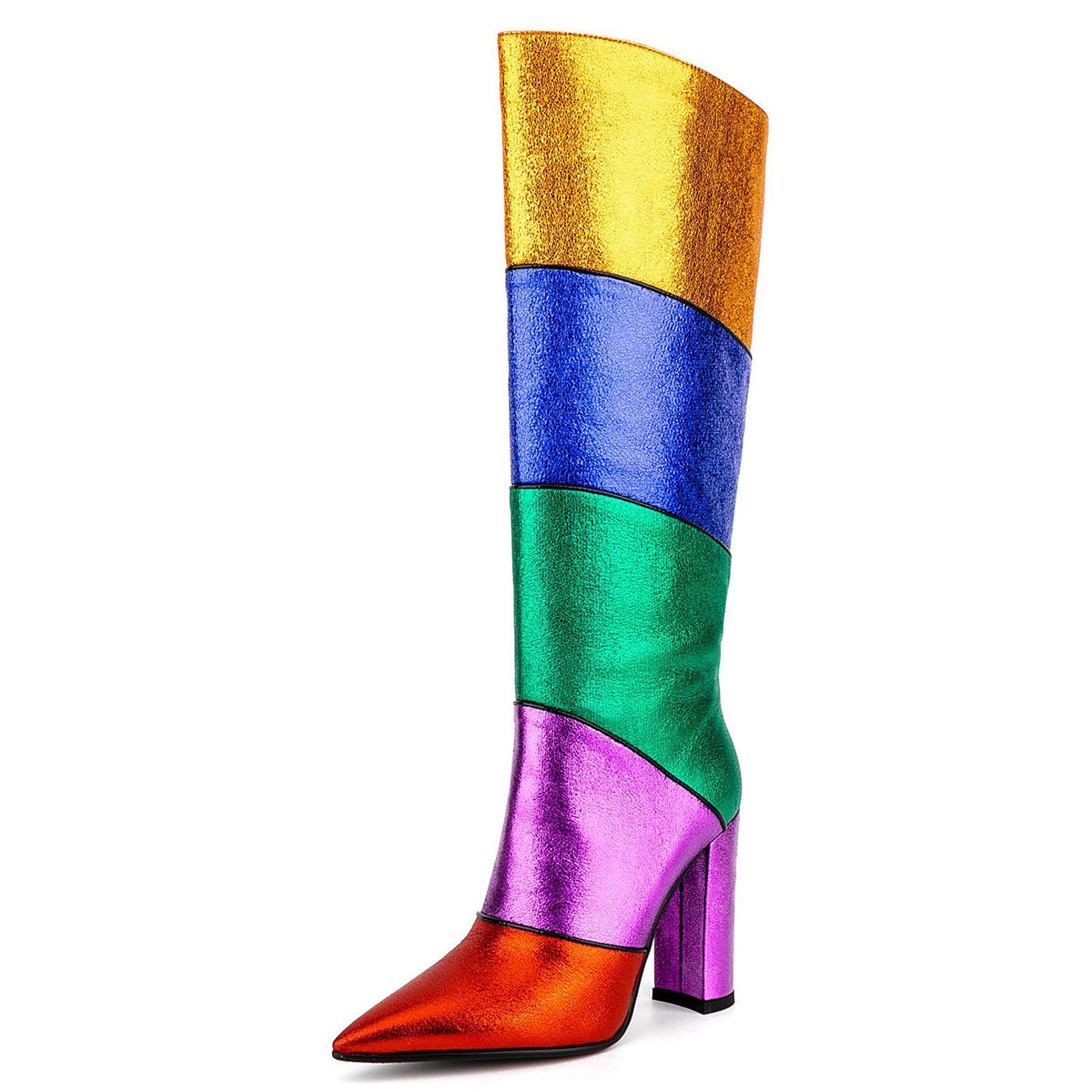 Colorful Patchwork Knee High Boots | Onlymaker Best Price