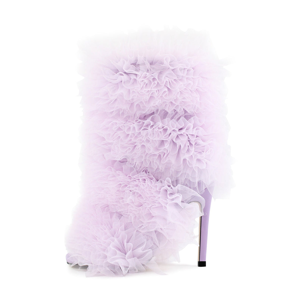 Purple Ruffled Lace Open Toe Stiletto Ankle Boots | Onlymaker Deals