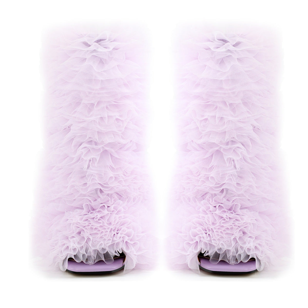 Purple Ruffled Lace Open Toe Stiletto Ankle Boots | Onlymaker Deals