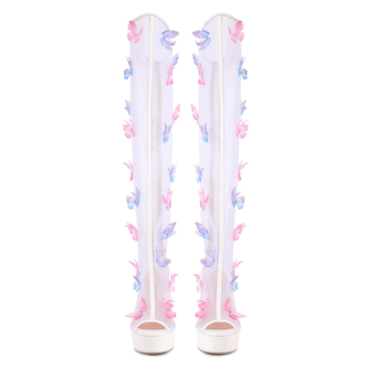 Mesh Open Toe Platform Butterfly Thigh High Boots | Onlymaker Discount