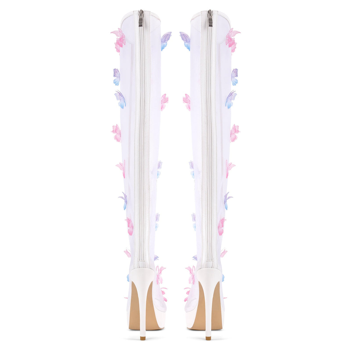 Mesh Open Toe Platform Butterfly Thigh High Boots | Onlymaker Discount