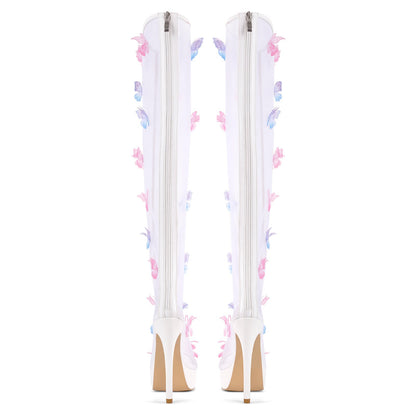 Mesh Open Toe Platform Butterfly Thigh High Boots | Onlymaker Discount