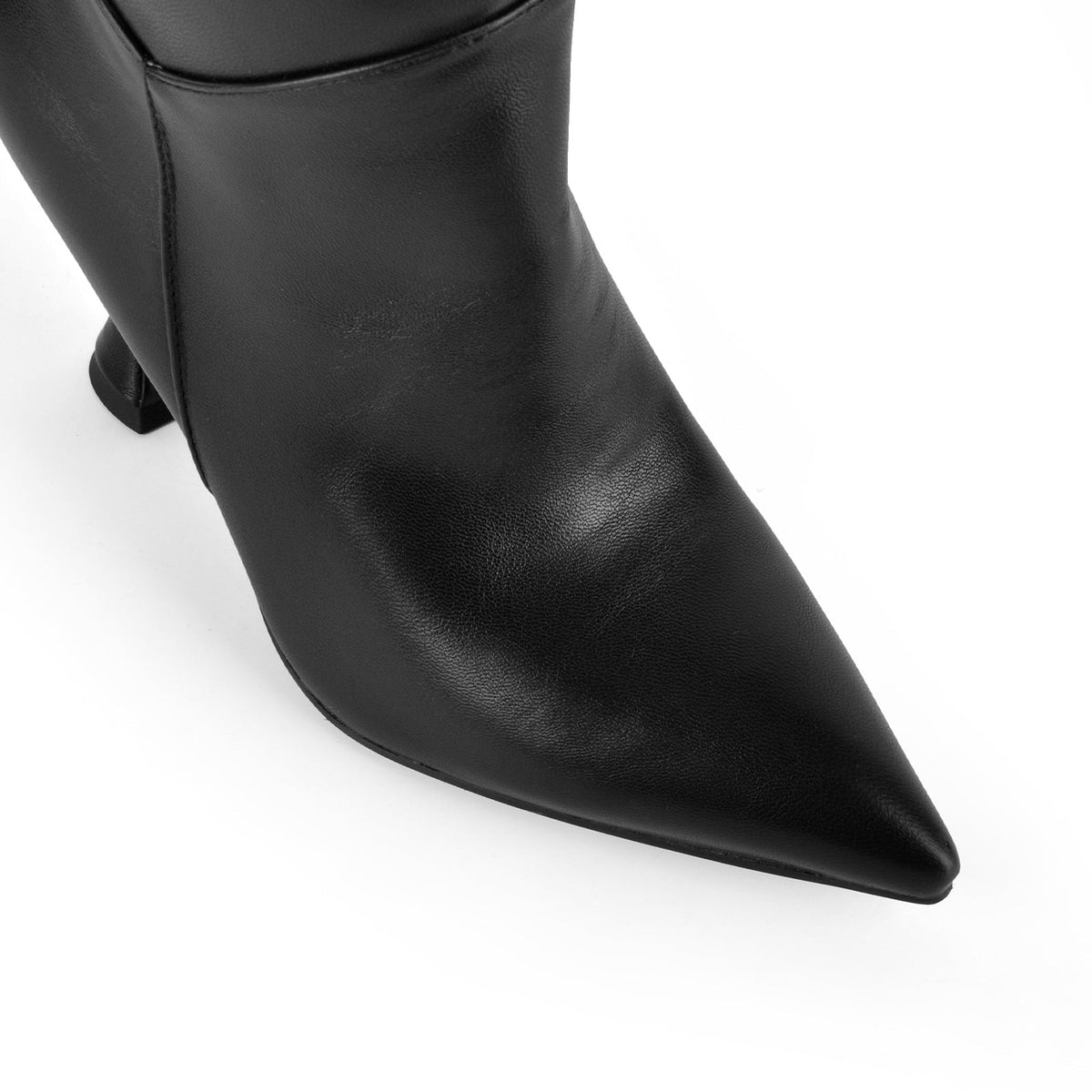 Pointed Toe Ruched Tapered Heel Thigh High Boots | Onlymaker Exclusive