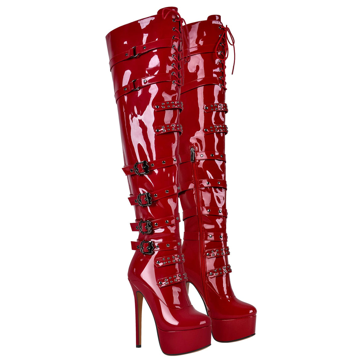 Buckles Round Toe Stilettos Over The Knee Platform Boots | Onlymaker Recommended
