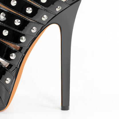 Platform Rivet Straps Stiletto Sandals | Onlymaker Hot Sale