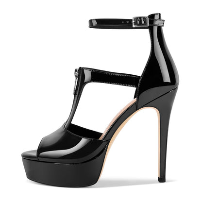 Platform Zipper Ankle Strap Stiletto Sandals | Onlymaker Customer Favorite
