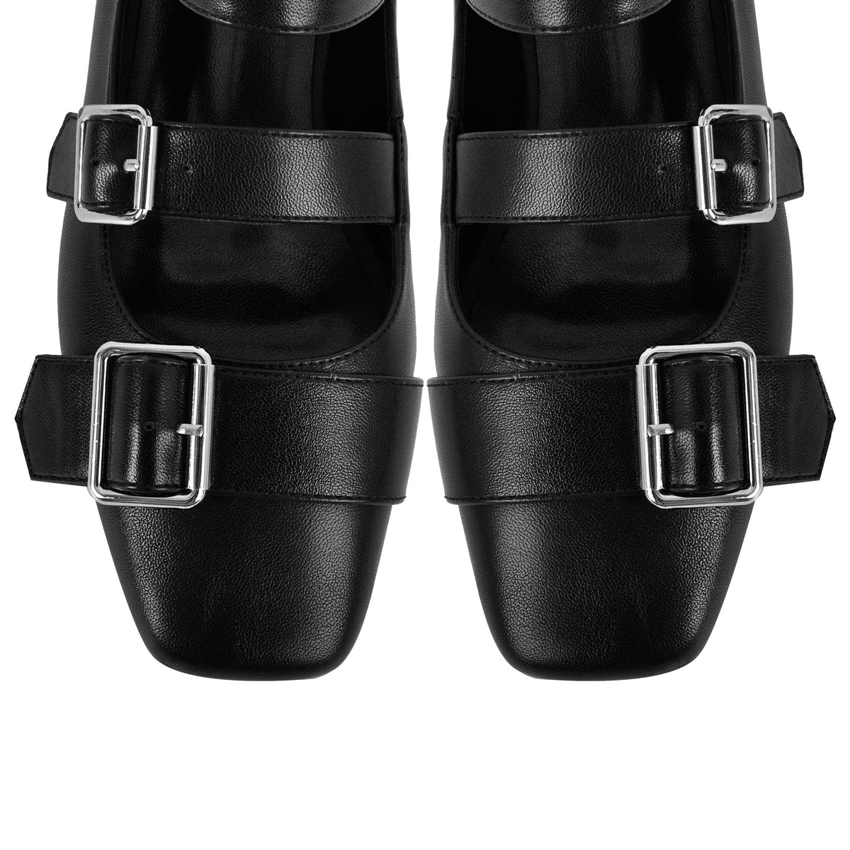 Square Toe Buckle Strap Flats | Onlymaker Classic