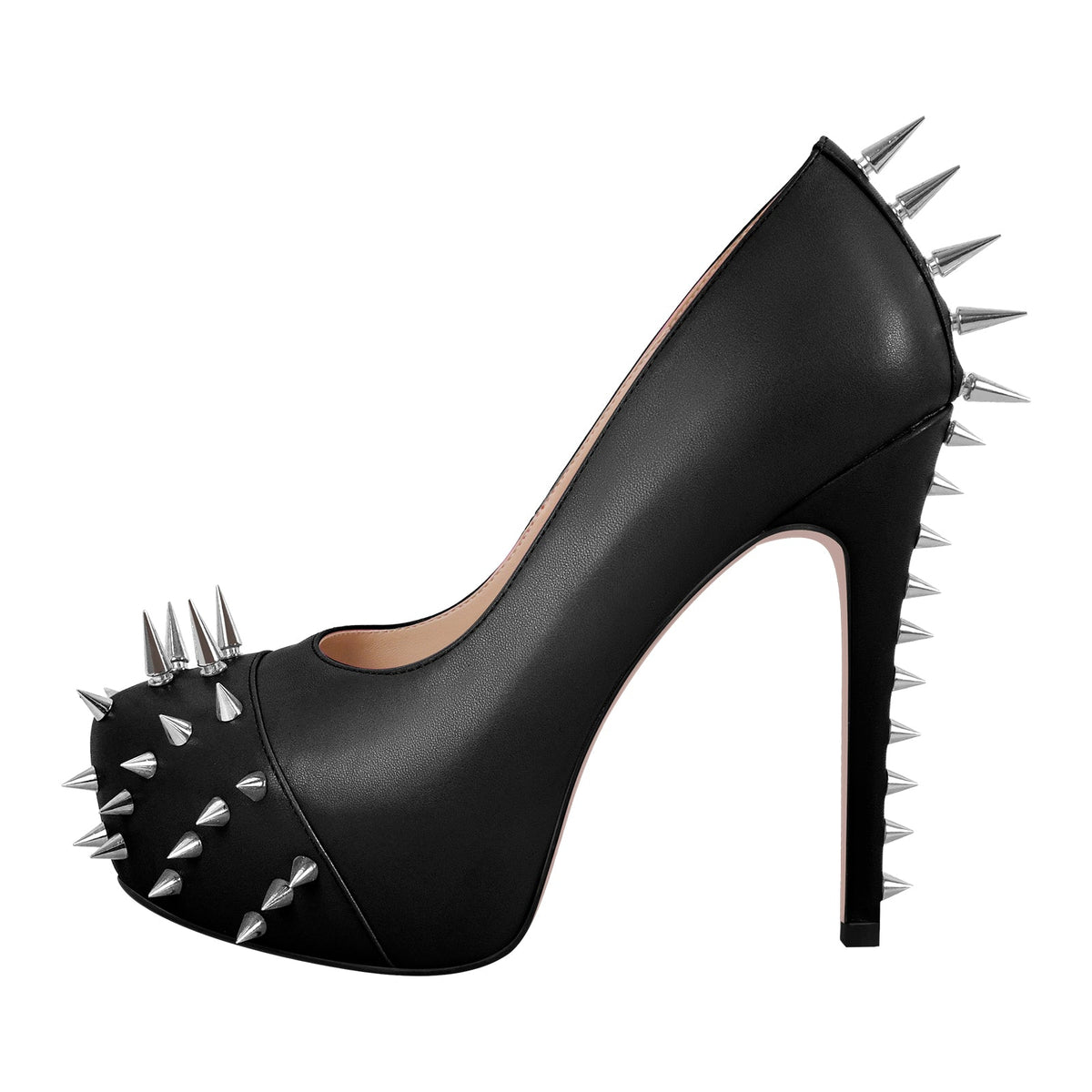 Rivet Round Toe Platform Stiletto Pumps | Onlymaker Latest