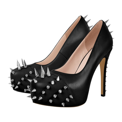 Rivet Round Toe Platform Stiletto Pumps | Onlymaker Latest