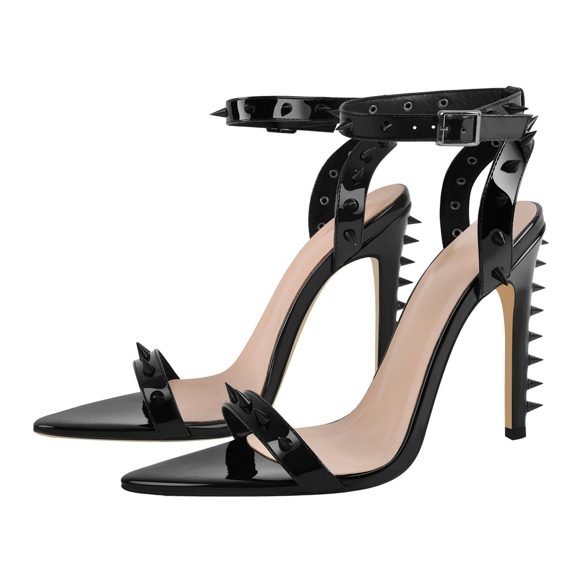 Rivet Ankle Strap High Heel Sandals | Onlymaker Essential