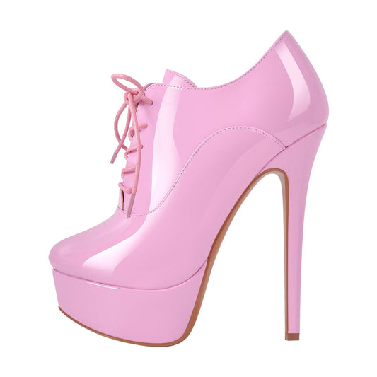 Platform Lace-up Stiletto Ankle Boots | Onlymaker Latest