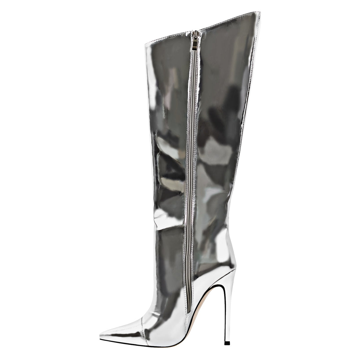Metallic Leather Stiletto Knee High Boots | Onlymaker Everyday