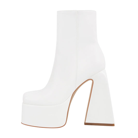 Chunky Ankle Boots Thick High Heels Platform Shoes | Onlymaker Exclusive