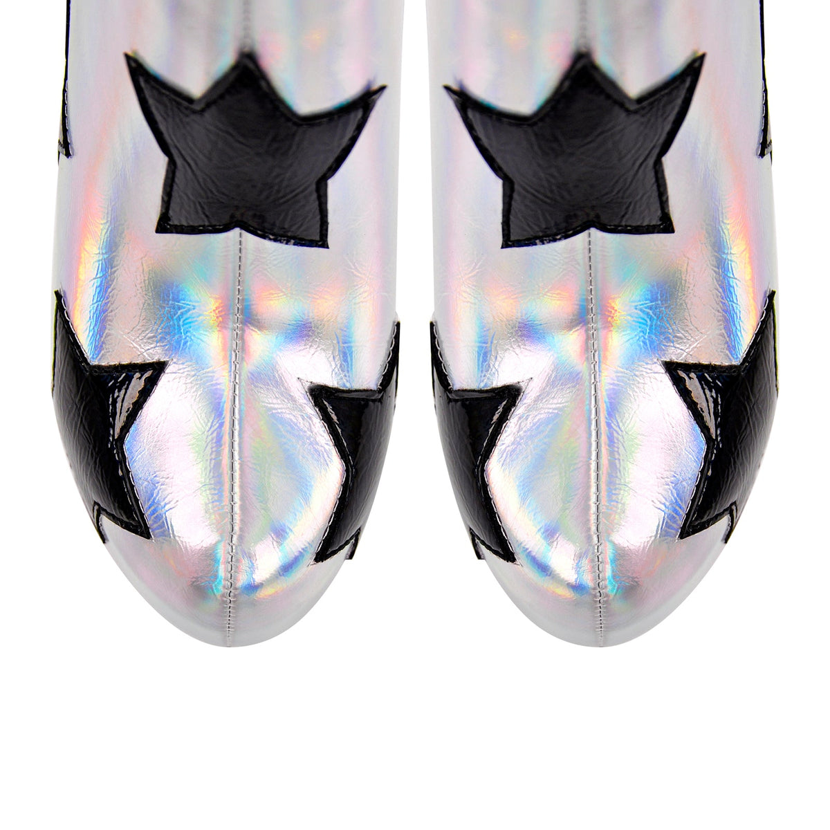 Platform Round Toe Chunky Heel Silver Star Boots | Onlymaker Trending