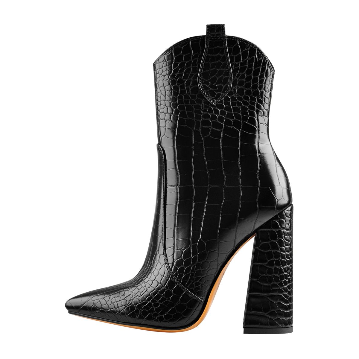 Black Pointed Toe Chunky Ankle Boots | Onlymaker Essential